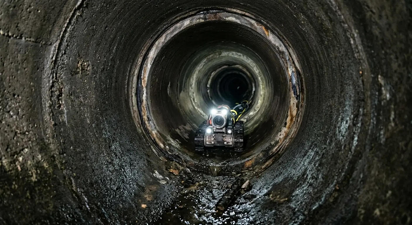 Robotic sewer camera inspecting pipe interior for Sewer Line Repair in Brookings